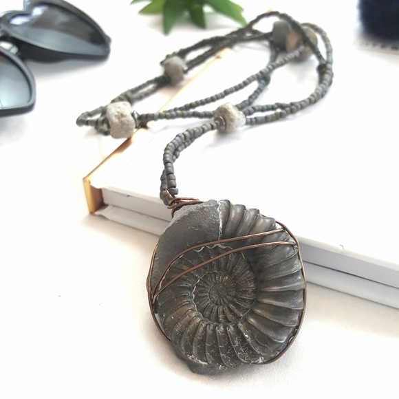 Artisan - Fossilized Pyrite Ammonite Necklace - Picture 2 of 8